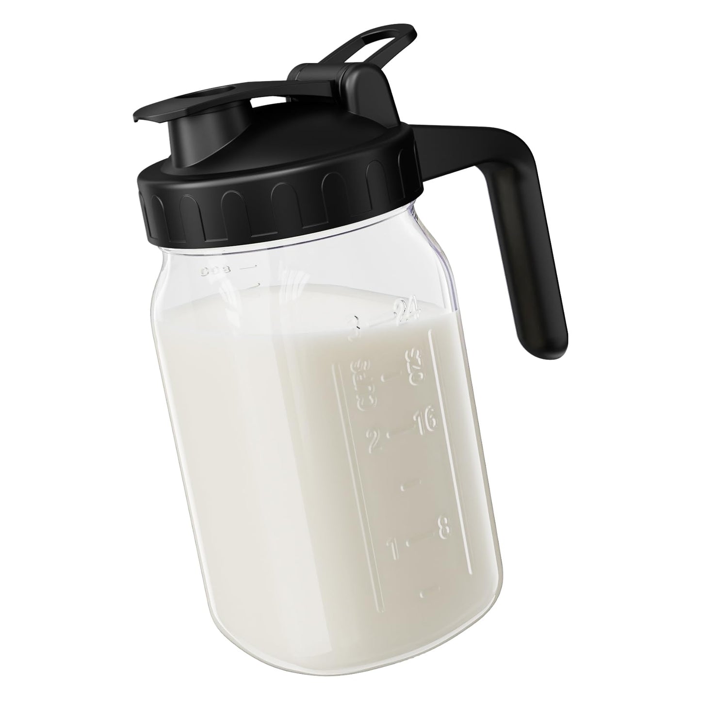 JunVpic Glass Pitcher with lid, 64 oz Wide Mouth Mason Jar