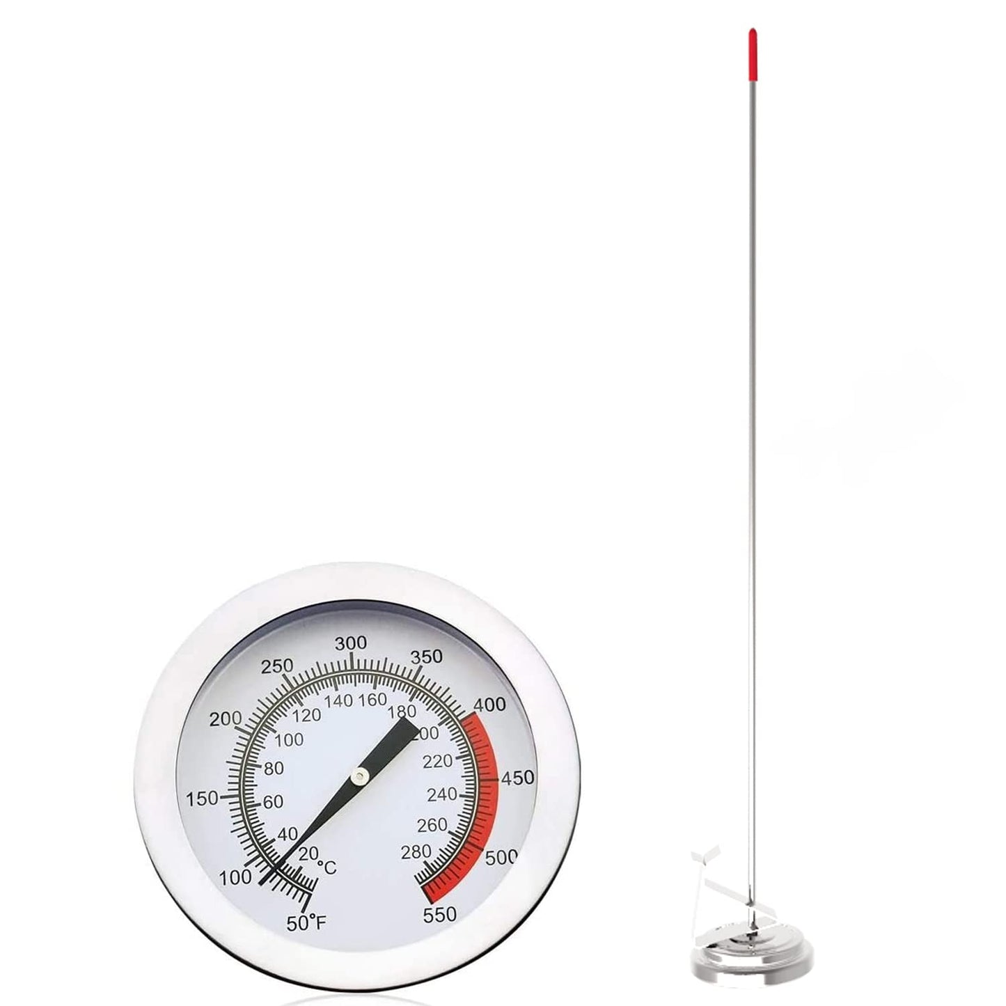 Lightbeam 16" Long Stem Deep Fry Thermometer with Pot Clip, Instant Read 2" Dial Meat BBQ Turkey Thermometer Candy Thermometer for Deep Fry, Turkey, Grill, Candy & Coffee etc