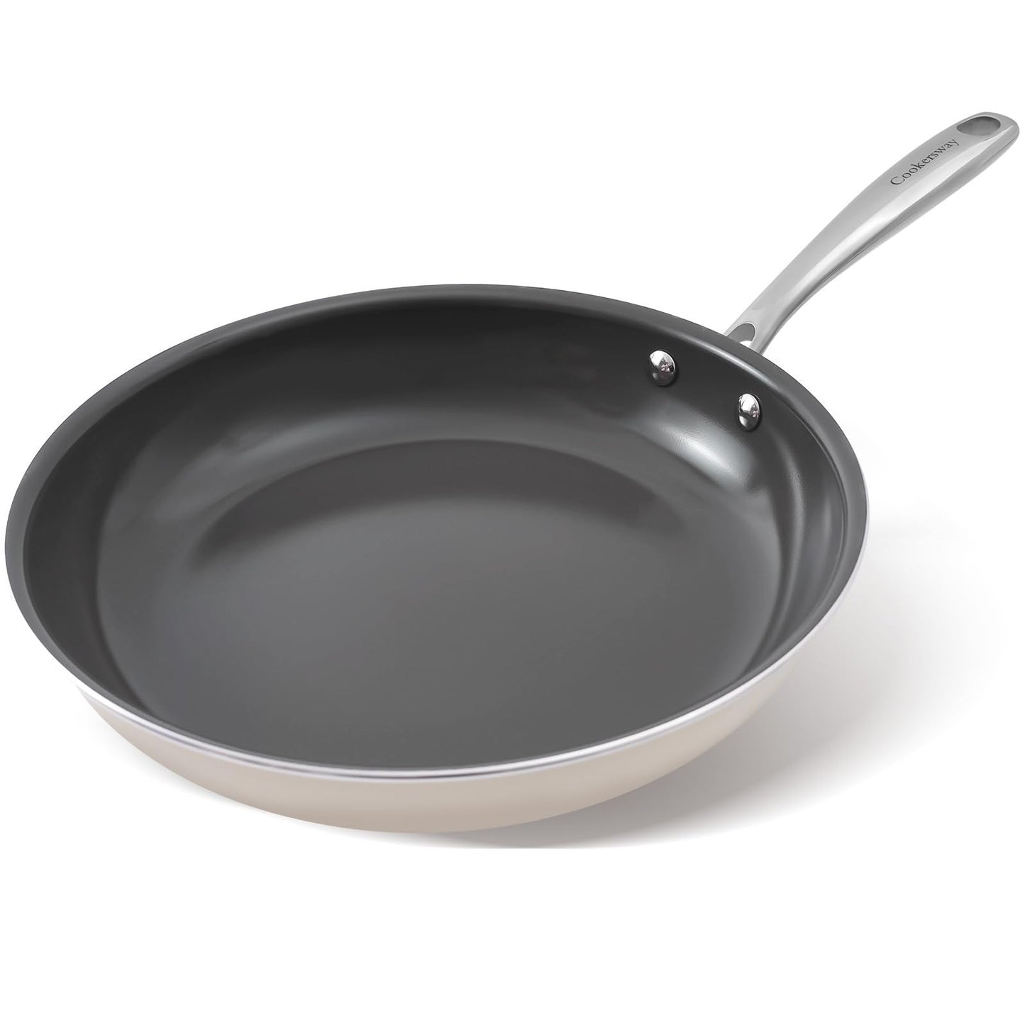 Cookersway Ceramic Nonstick Frying Pan Set - 3-Piece Skillet Set (8", 9.5", 11"), PFOA & PFAS Free, Stay Cool Handle, Dishwasher Safe, Induction Compatible Cookware for Omelet, Sauté, Fry