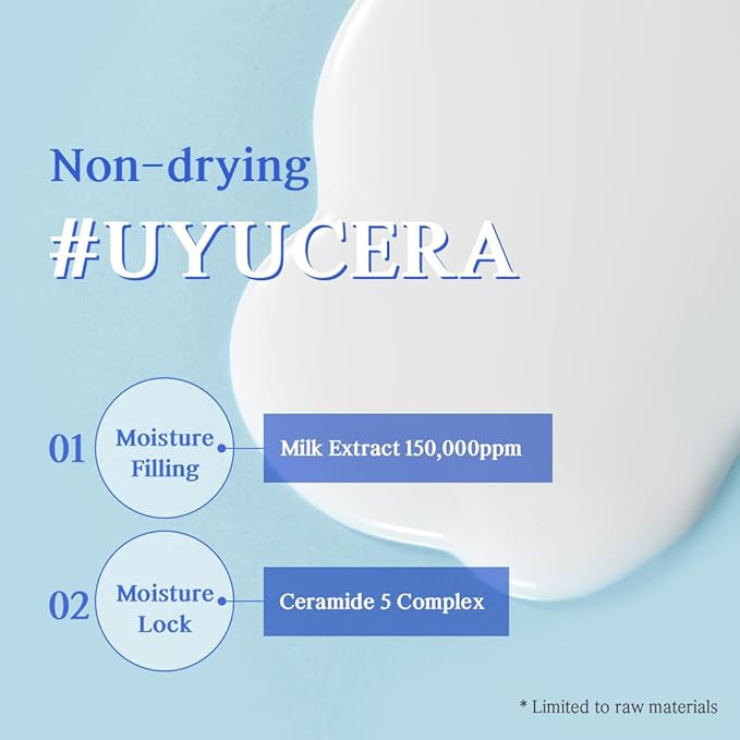 NACIFIC Uyu Cream Moisturizing Set Toner 150ml 5.07fl.oz, Ampoule 50ml 1.69fl.oz, Cream 50ml 1.69fl.oz, Milk Jeju Island, 100 housr lasting, Deep Moisture