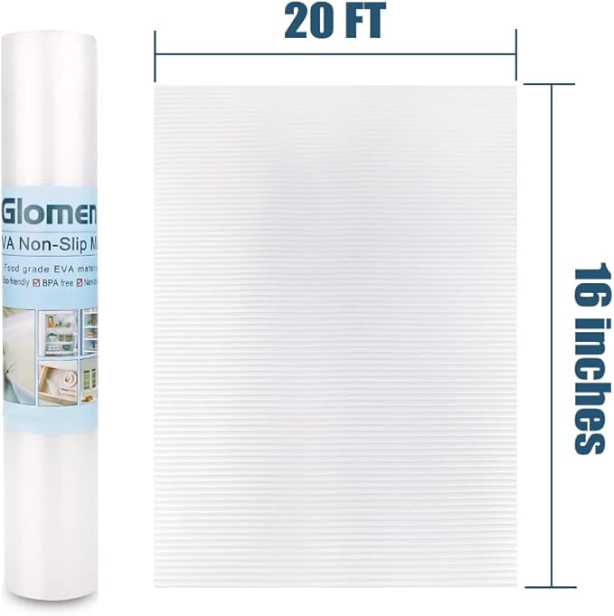 Shelf Liner, Non-Slip Cabinet Liner, Washable Oil-Proof for Kitchen Cabinet, Shelves, Refrigerator, Storage, Desks, 16 Inches x 20 FT, Non Adhesive Drawers Liner… (16 Inches x 20 FT)