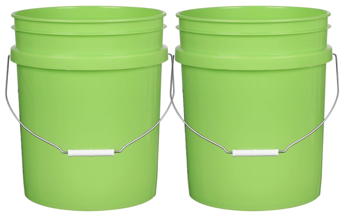 House Naturals 5 Gallon Premium HPDE Plastic Bucket - Made in USA Food Grade Container, BPA Free All Purpose Pail (5, Red)