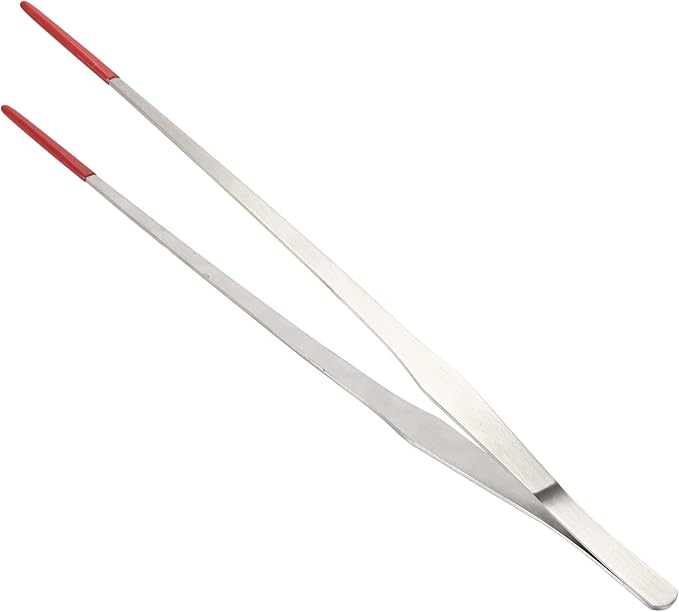 CAPASTEC 14.96" L Aquarium Straight Feeding Tweezer for Feeding with Black Rubber Tip