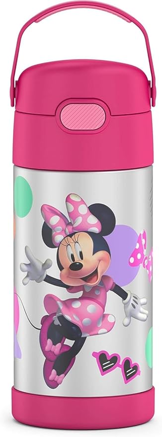 THERMOS FUNTAINER Water Bottle with Straw - 12 Ounce - Kids Stainless Steel Vacuum Insulated Water Bottle with Lid,Preschool Minnie,(Pack of 6)