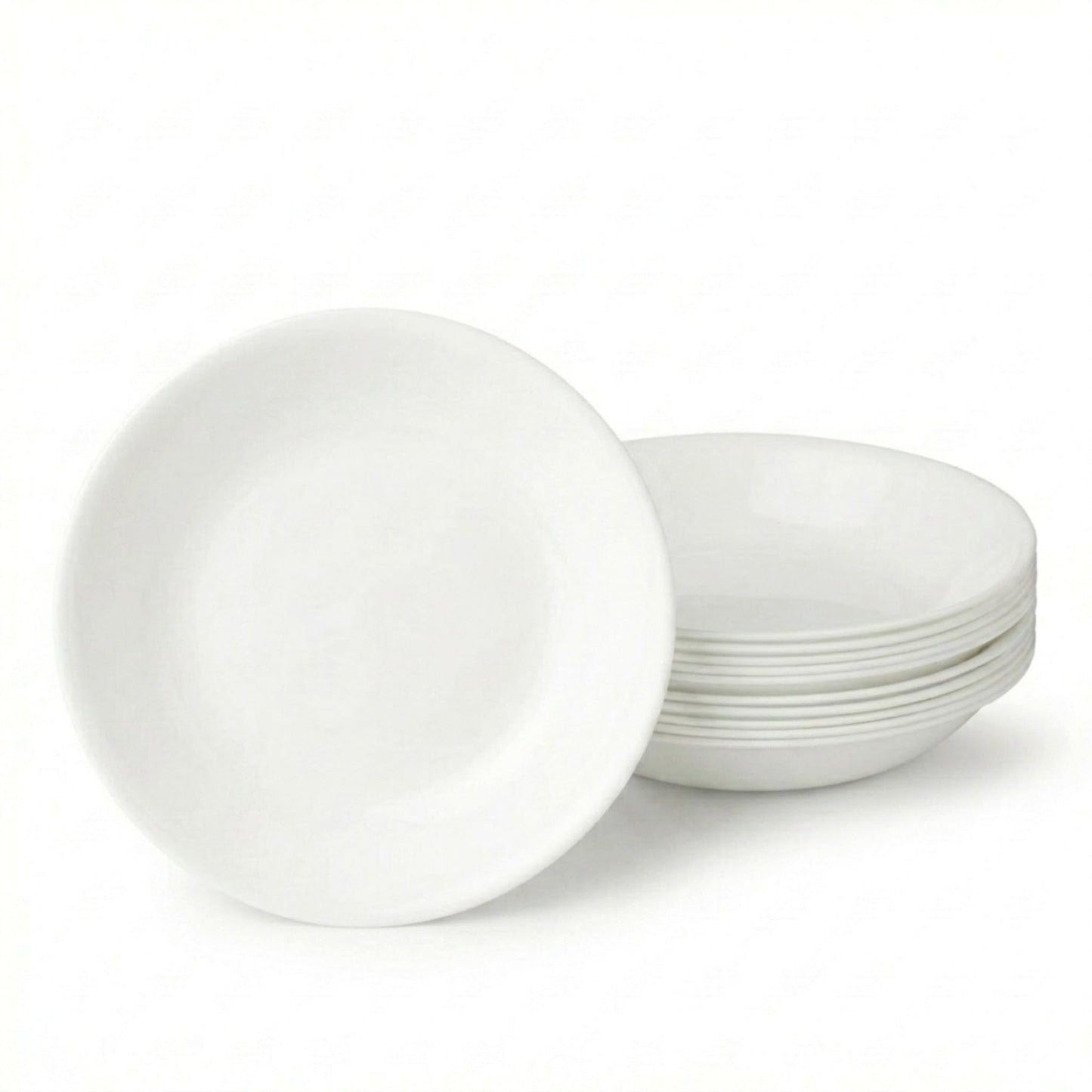 Corelle Vitrelle 6-Piece Salad Appetizer Plate Set Triple Layer Glass and Chip Resistant, 6-3/4-Inch Lightweight Round Plates, Winter Frost White