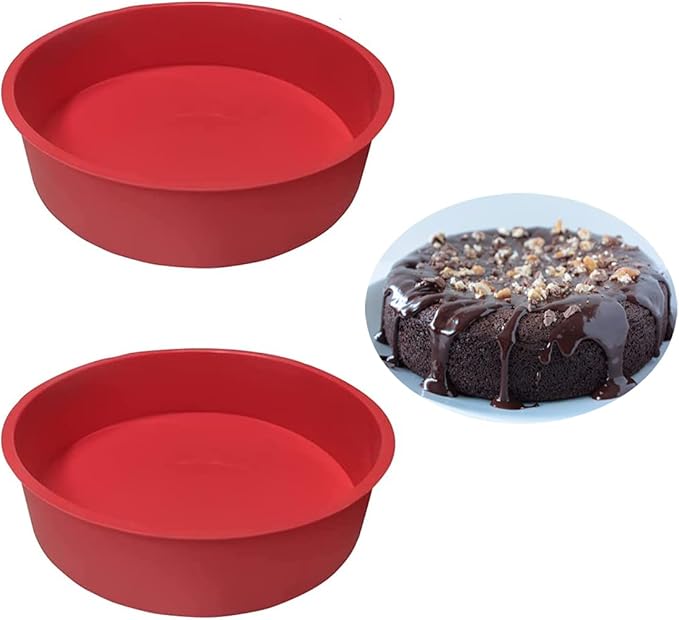 2pcs 6 Inch Silicone Cake Pan for Baking, Round Cake Molds Pan Silicone Baking Molds Non-Stick Quick Release Suitable for Cheesecake Chocolate Cake Brownie Cake puddings