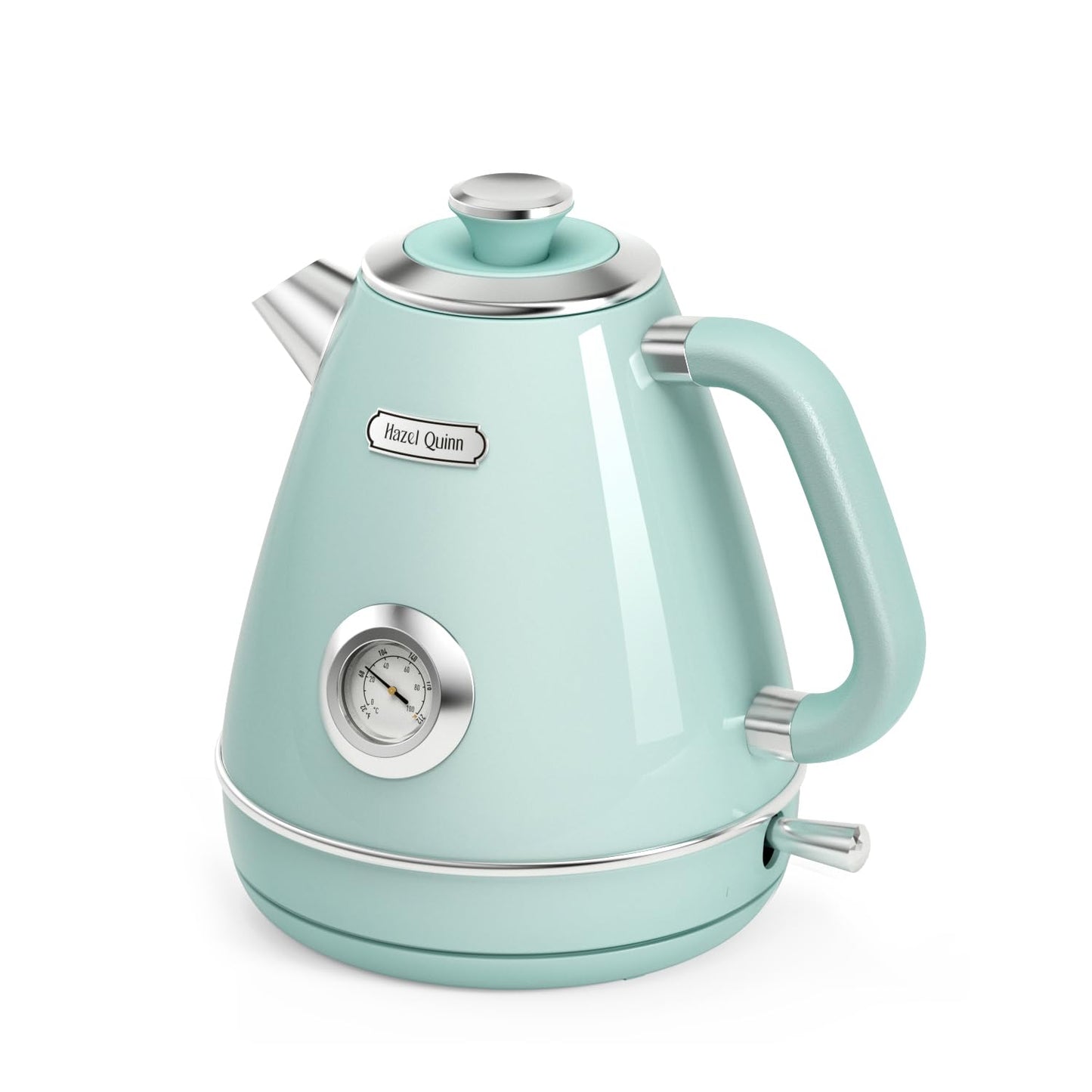 Hazel Quinn Retro Electric Kettle, 1.7 Liters with Thermometer, Ruby Red