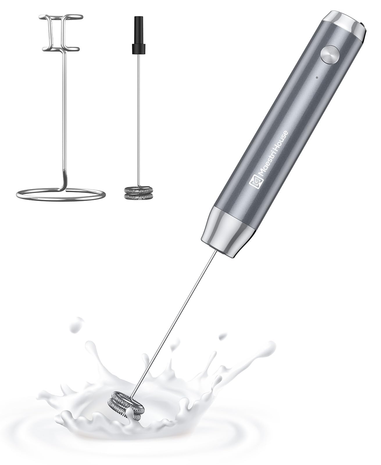 Maestri House LunaFro Rechargeable Milk Frother,Stand & 2 Detachable Whisks