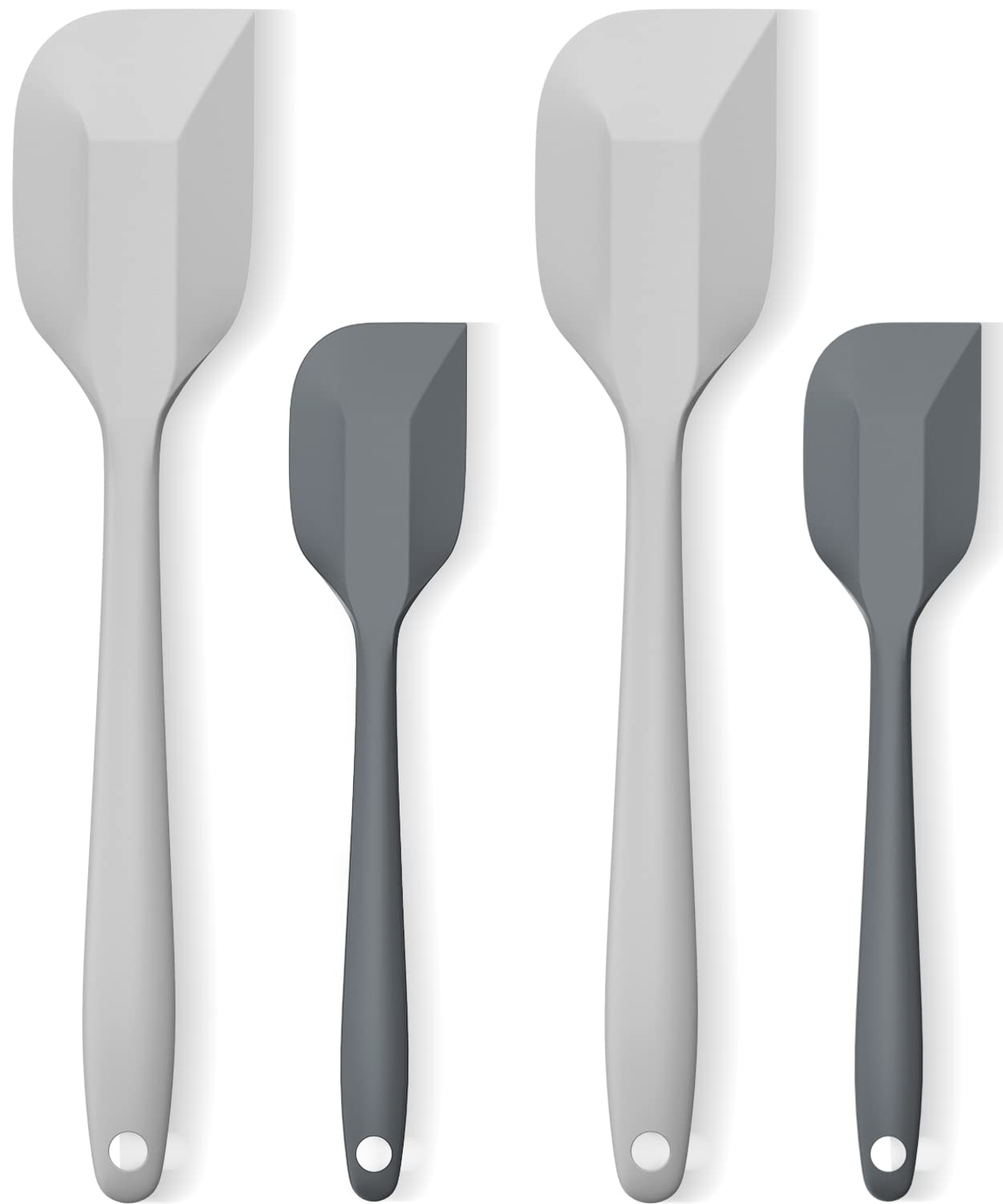Silicone Spatula Set, Premium Spatulas Silicone Heat Resistant 2 Small & 2 Large Flexible Scraper for Nonstick Cookware, Rubber Spatula for Kitchen Mixing Baking Cooking Use, Soft Spatula - Gray