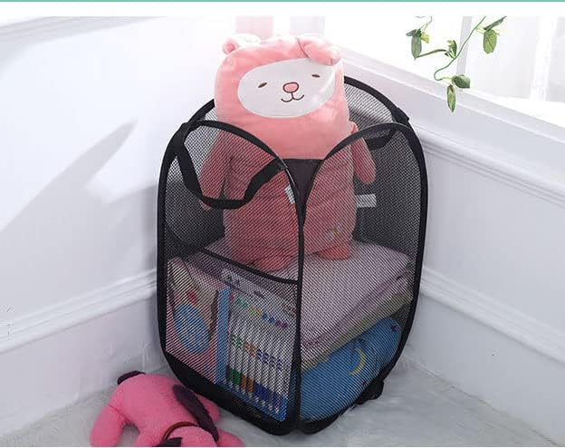 2 Laundry Baskets, pop-up Laundry Baskets, Foldable mesh Laundry Baskets (Each with 2 Reinforced Handles, Blue
