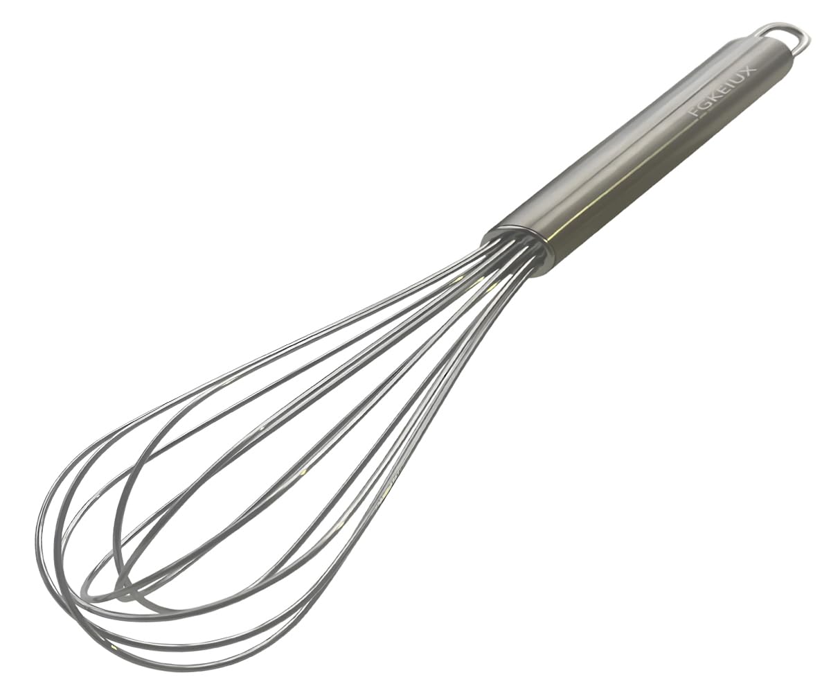 10 inch Stainless Steel Whisk, 5 inches for mixing small amounts of liquids, milkshakes, coffee, juice, etc. 2-piece set (buy 10 inches and get 5 inches as a gift) silver