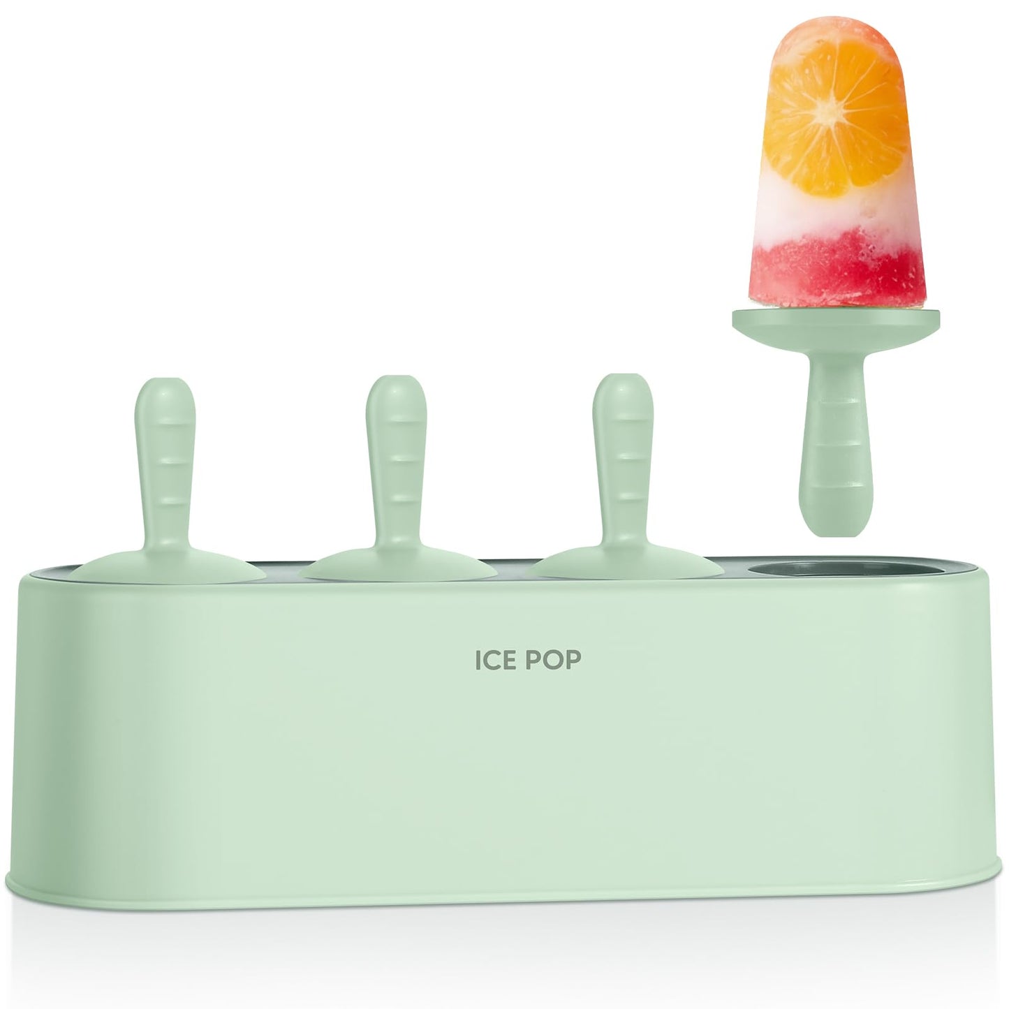 WYOK Popsicle Molds 4-Cavity Silicone Ice Pop Mold (White, Ice World Pops)