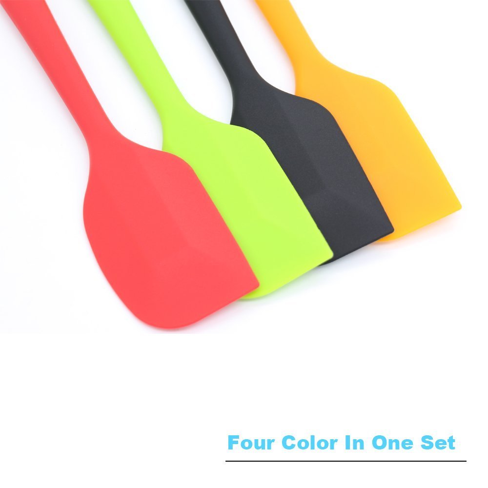 4-Piece Silicone Spatula Set with Stainless Steel Core, Multicolor