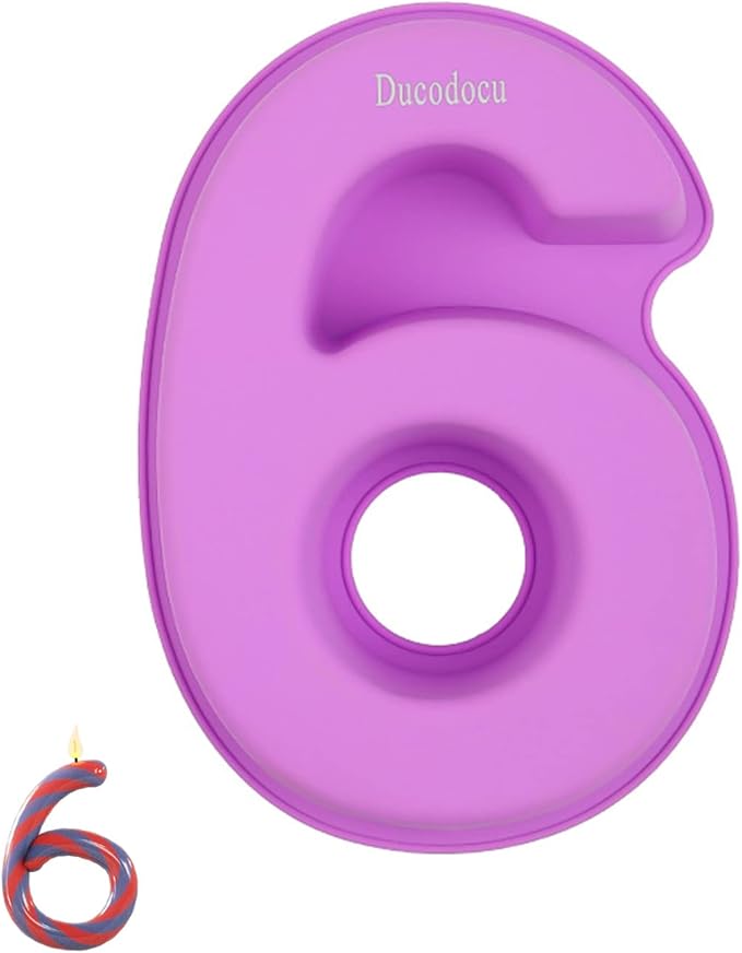 Ducodocu Large Silicone Number Cake Mould 3D Novelty Cake Pan DIY Baking Mold for Birthday Anniversary Number of 1 Purple