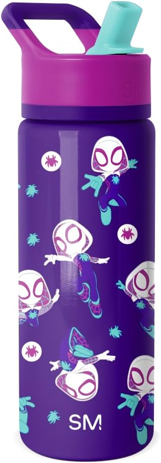Simple Modern Kids Summit Water Bottle with Straw Lid | Marvel Spider-Man 18oz Stainless Steel Cup Insulated Tumbler for Boys, Girls, School | Spider Gwen