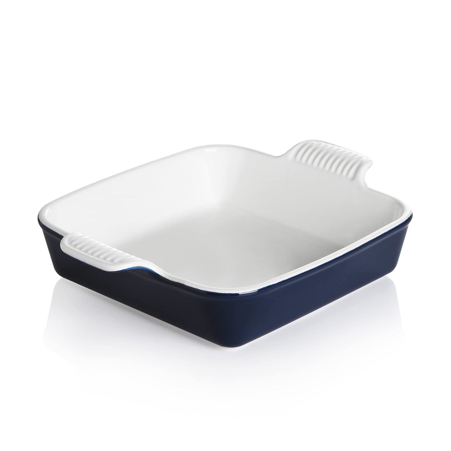 Sweejar Ceramic Baking Dish, Rectangular Small Baking Pan with Double Handles, 20 Oz for Cooking, Brownie, Kitchen, 6.5 x 4.9 x 1.8 Inches(Navy)