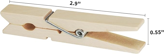 Wooden Clothes Pins,50 Pack, 2.9 Inch, Large Natural Birchwood Rust, Moisture Resistant Clothes Pegs, Heavy Duty Clothespins,Clothes Pins for Craft, Clips for Pictures