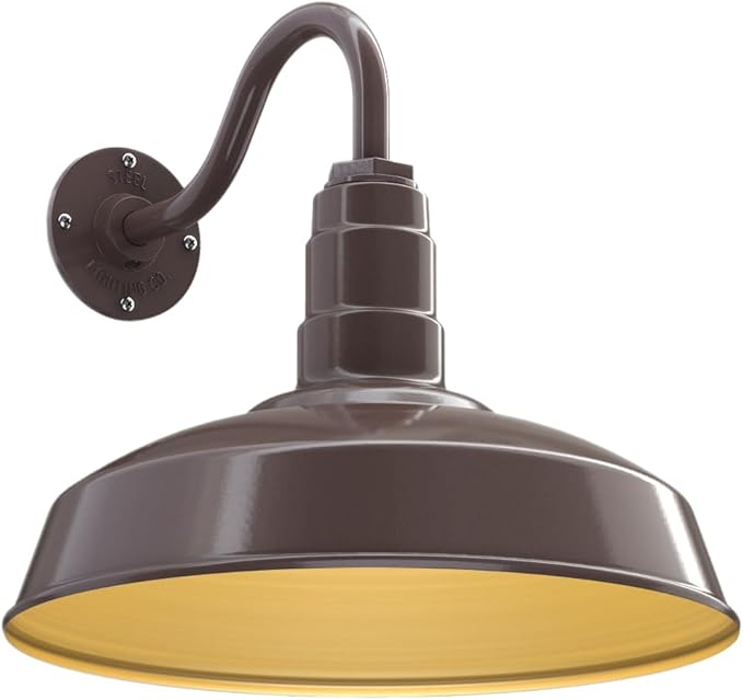 11" Straight Arm Barn Light Outdoor | Farmhouse | Modern Gray/Brass