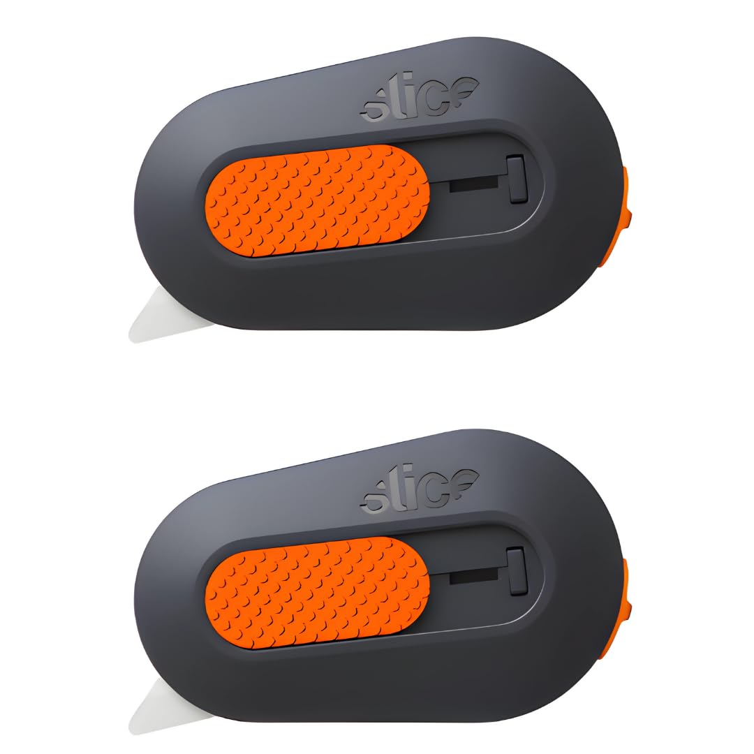 Slice Mini Box Cutter | Manual Retracting | Safe Ceramic Box Cutter Lasting 11x Longer than Metal | Box Opener | 1 Pack | Orange
