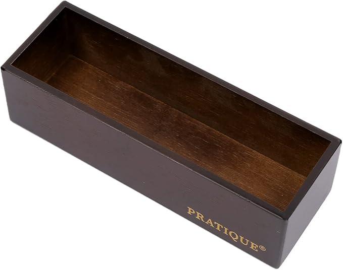 PRATIQUE Bamboo Drawer Organizer - Kitchen Utensil Organizer Silverware Tray Cutlery Holder，Office Desk Supplies and Accessories (12x3x2.6 inch)