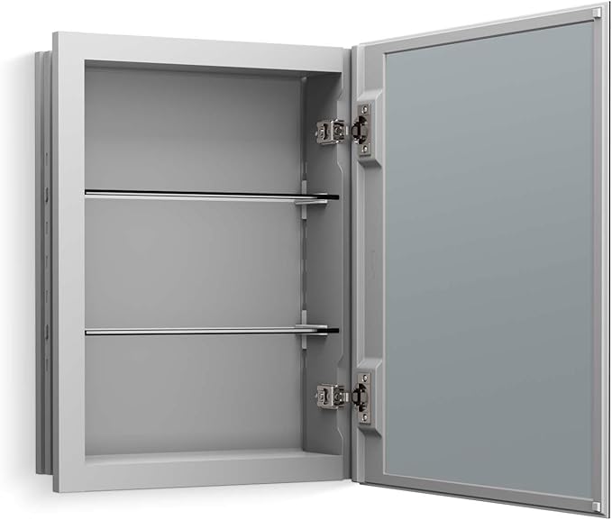 Kohler 55060-NA Embark Slim Medicine Cabinet Mirror, Adjustable Shelves, Bathroom Organizers and Storage, 16 in. W x 20 in. H