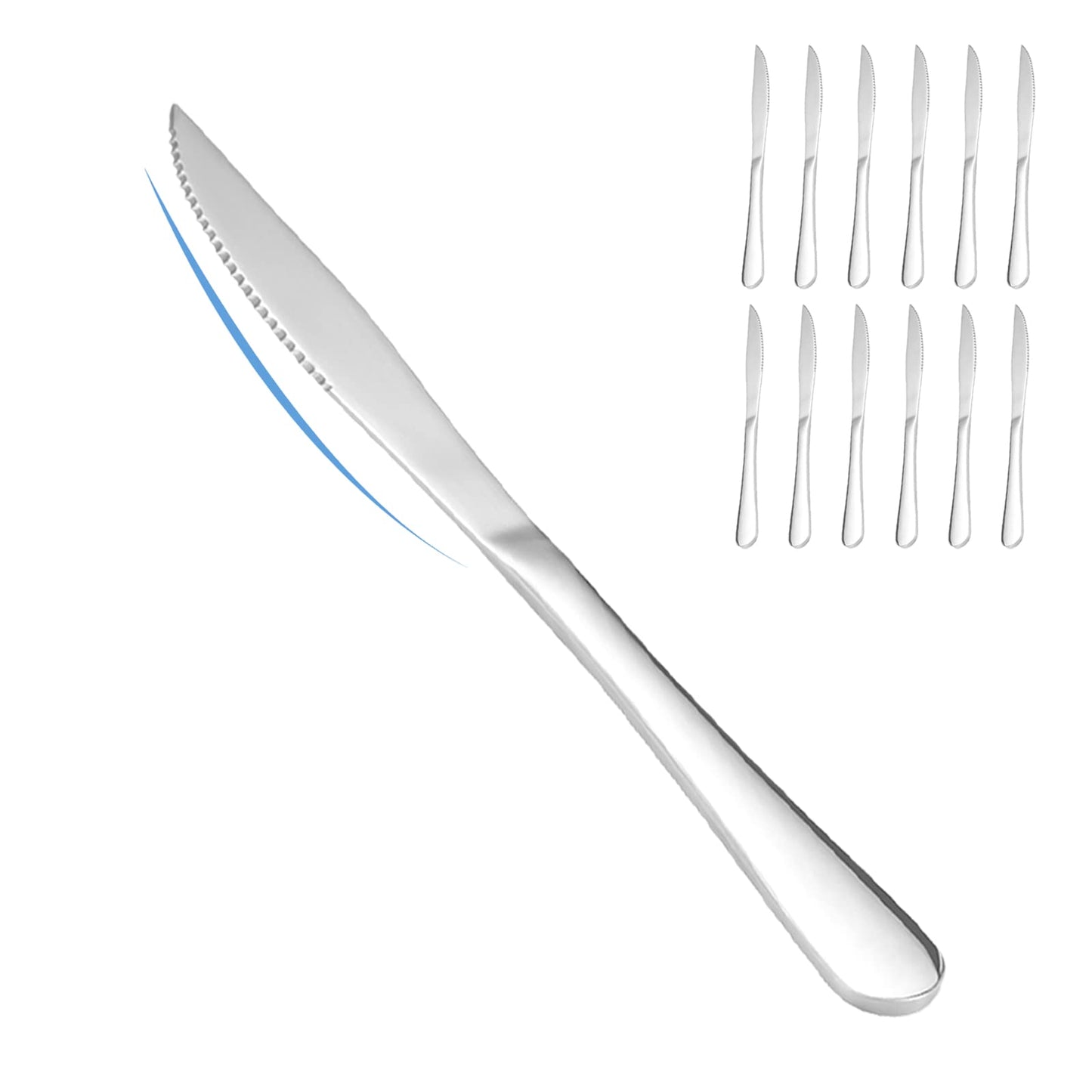 SANTUO Dinner Knives,12 Piece Dinner knife Set,18/10 Stainless Steel Silverware Set Dinner Knife For Home,Kitchen,Restaurant and Hotel,Mirror Polished& Dishwasher Safe