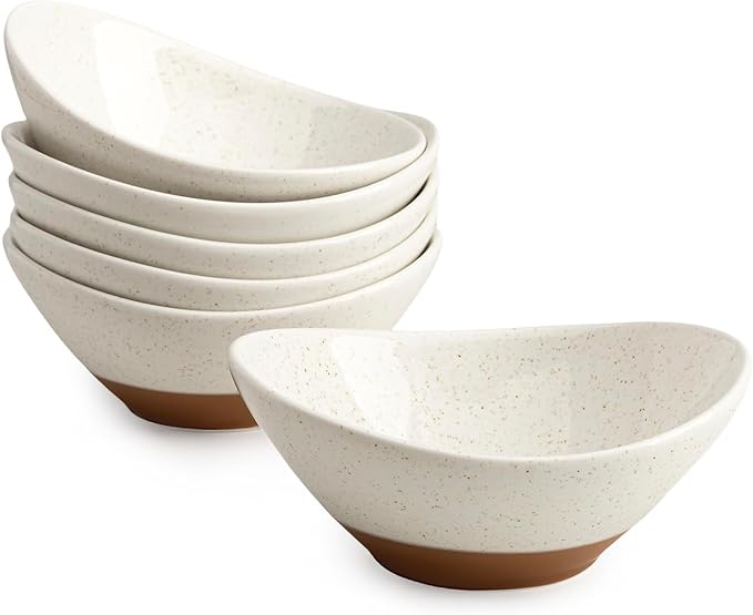 Teocera 6 Inch Ceramic Breakfast Bowls Set of 6, 10 Ounce Small Yogurt Bowls for Salad, Soup, Dessert, Microwave & Dishwasher Safe - White