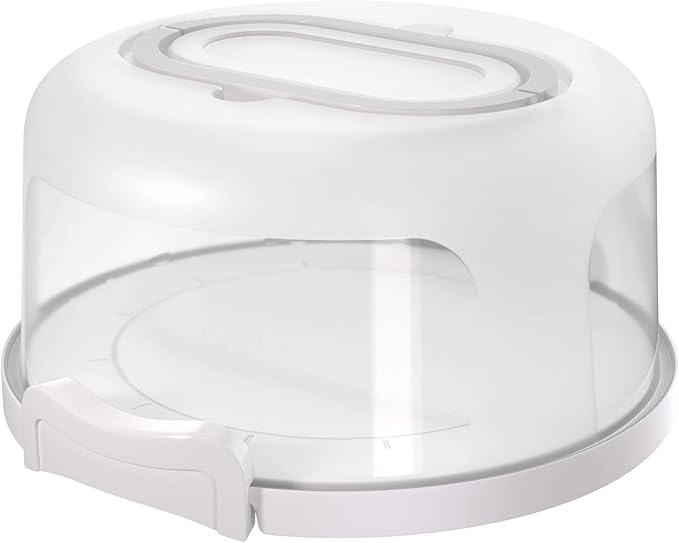 Top Shelf Elements Round Cake Carrier Two Sided Cake Holder Serves as Five Section Serving Tray, Portable Cake Stand Fits 10 inch Cake, Cake Box Comes With Handle, Cake Container Holds Pies (Aqua)