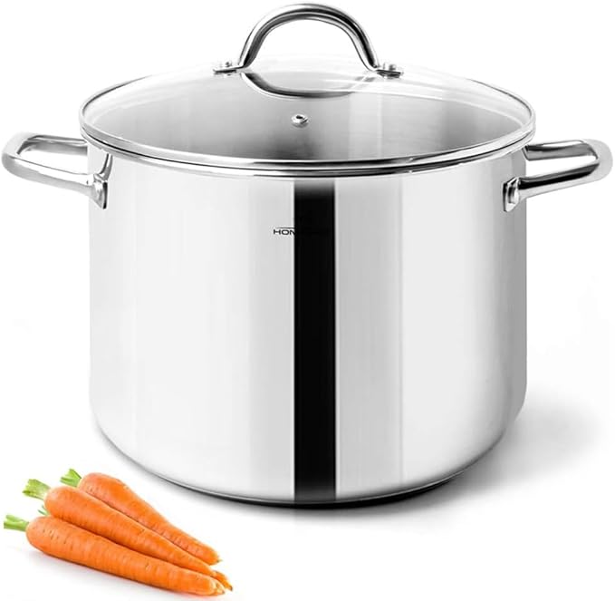 HOMICHEF Small Stock Pot 4 Quart Nickel Free Stainless Steel - Small 4Qt Stockpot With Glass Lid - Soup Pot Cooking Pot 4 Quart