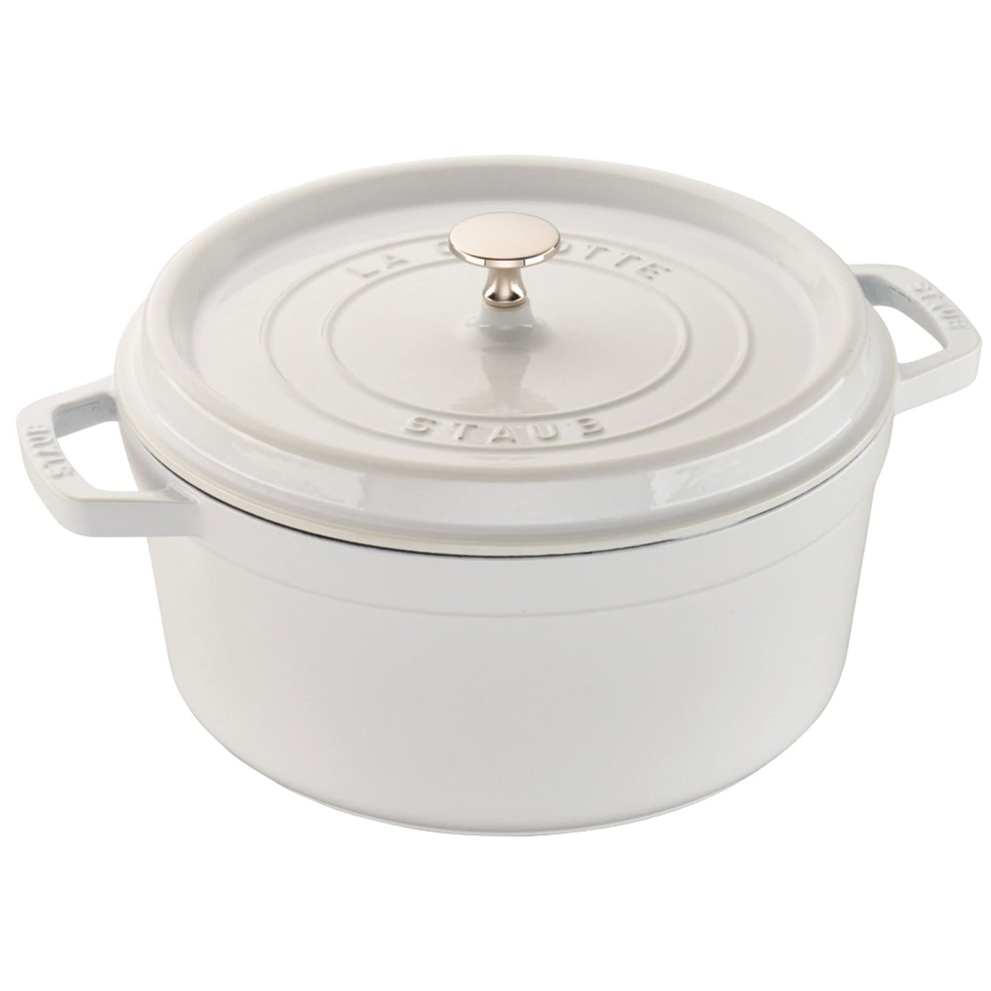 Staub Cast Iron 5.5-qt Round Cocotte - White Truffle, Made in France