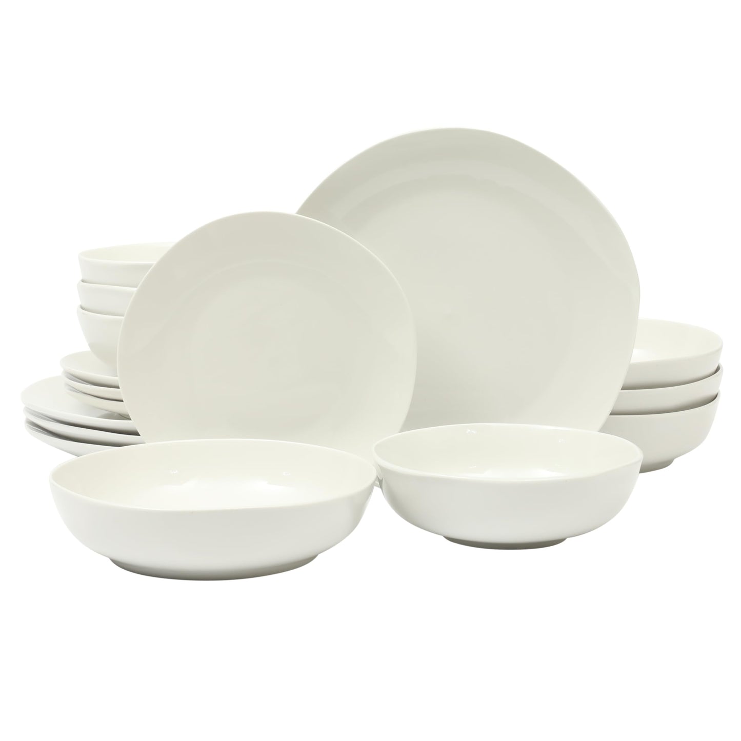 Gibson Home Zen Buffet Hard Square Porcelain Chip and Scratch Resistant Dinnerware Set, White, Service for 8 (24pcs)