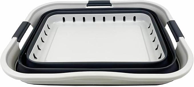 SAMMART 42L (11 gallon) Collapsible Plastic Laundry Basket - Foldable Pop Up Storage Container/Organizer - Space Saving Hamper/Basket (Grey/Charcoal Black)