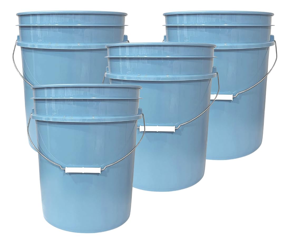 House Naturals 5 Gallon Premium HPDE Plastic Bucket - Made in USA Food Grade Container, BPA Free All Purpose Pail (5, Red)