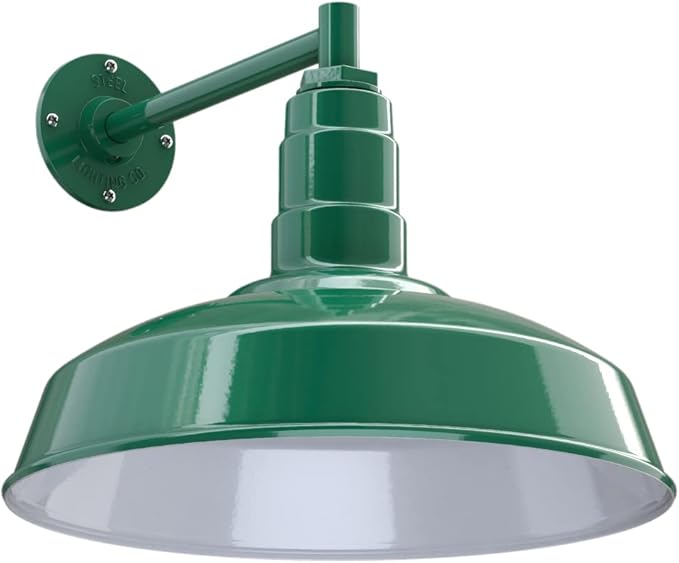 11" Straight Arm Barn Light Outdoor | Farmhouse | Modern Gray/Brass