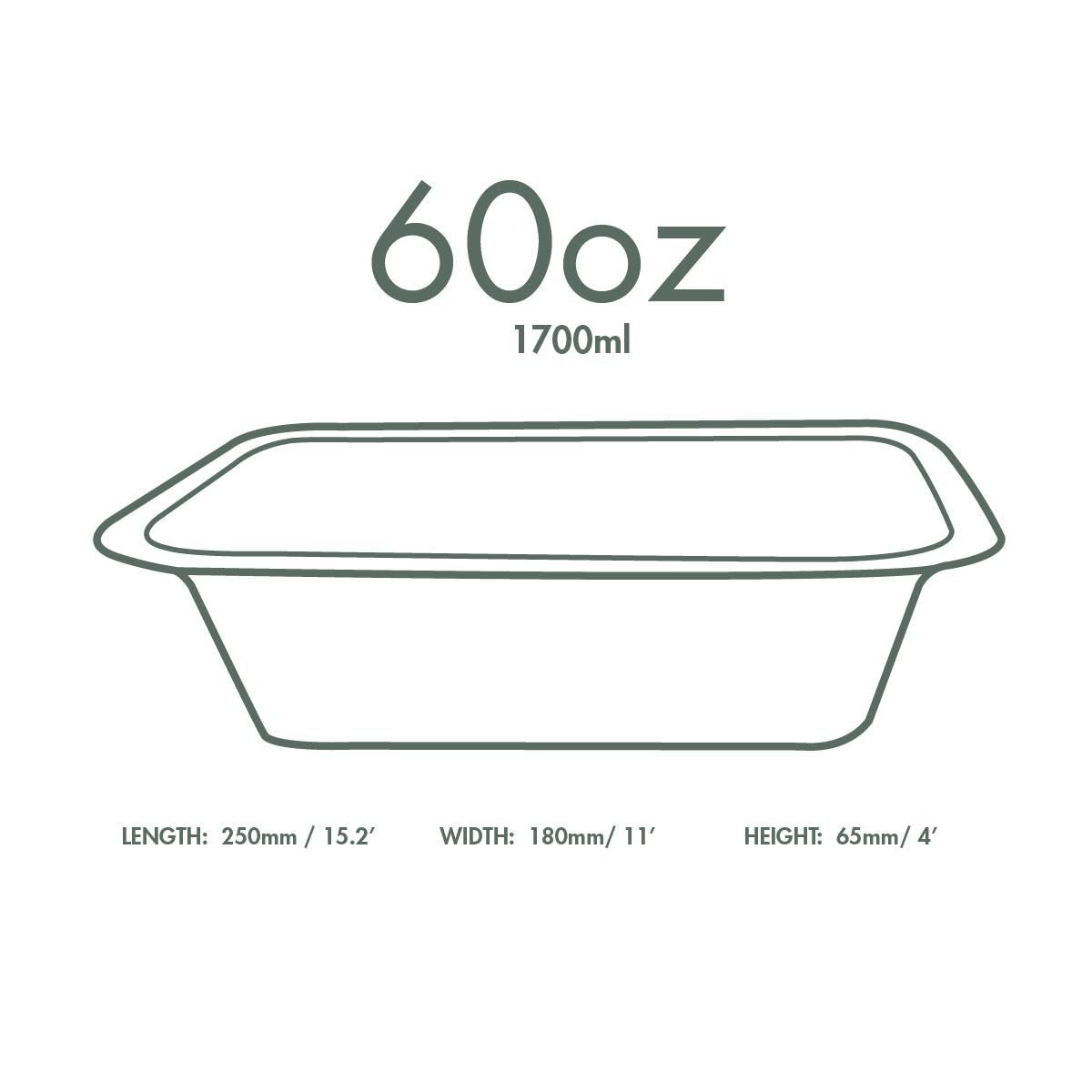 Vegware Compostable 60oz Large Molded Fiber To Go Containers, Case of 600, Nourish, No-Added PFAS, Reuseable, Bagasse, Meal Prep Food Storage, Suitable for Hot or Cold, Choice of Size 5 Lids & bases