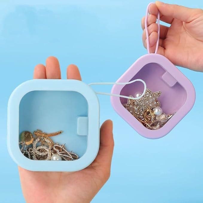2pcs Hair Tie Organizer,Portable Travel Qtip Holder,Bathroom Storage Organizer Qtip Dispenser Cotton Swabs Dispenser Kids Hair Accessory Box with Lid for Bathroom,Desktop Organizer(2pcs Purple&Blue)