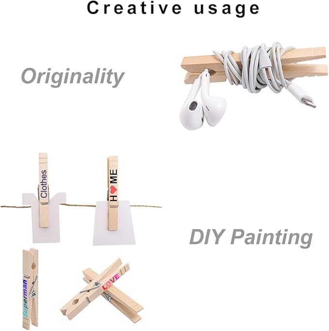 Clothes Pins Wood for Hanging Clothes,3.5 Inch【100pcs】 Heavy Duty Wooden Clothespins,Clothes Pins for Craft,Wooden Clips for Pictures. | Rust Resistant