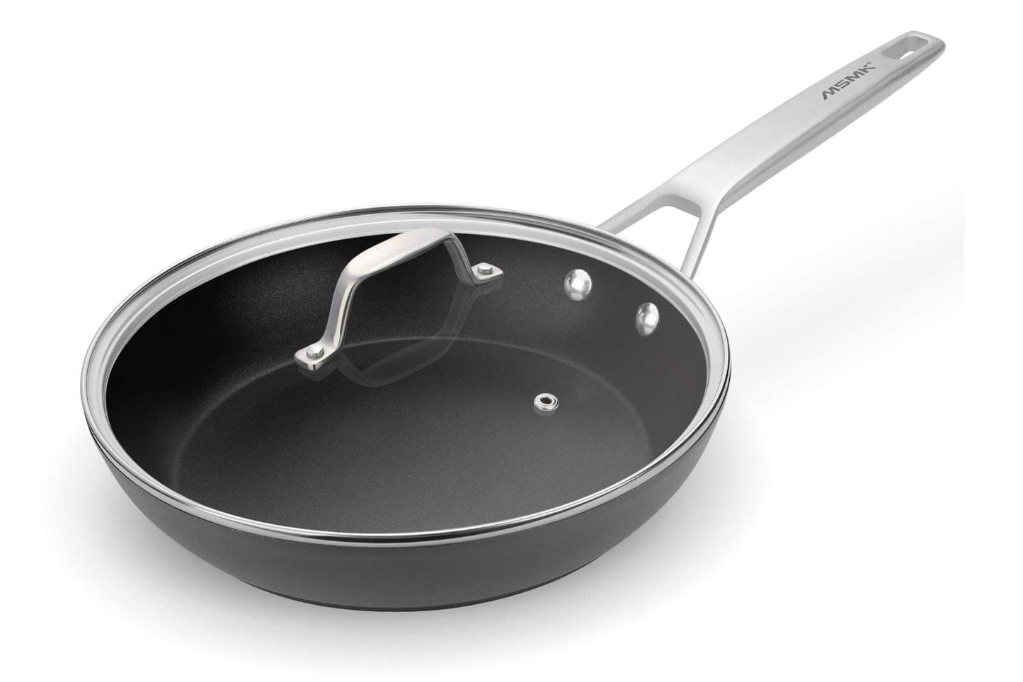 MsMk 9.5 Inch Nonstick Frying pan with Lid, Grey Cooking Pan Skillet