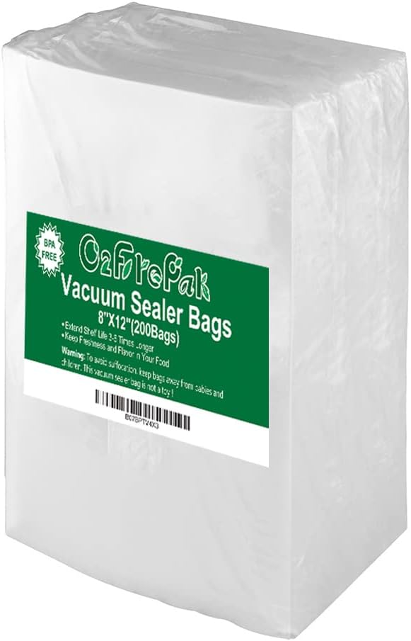 O2frepak Gallon 11"x16" Vacuum Sealer Bags 200ct for Food Storage