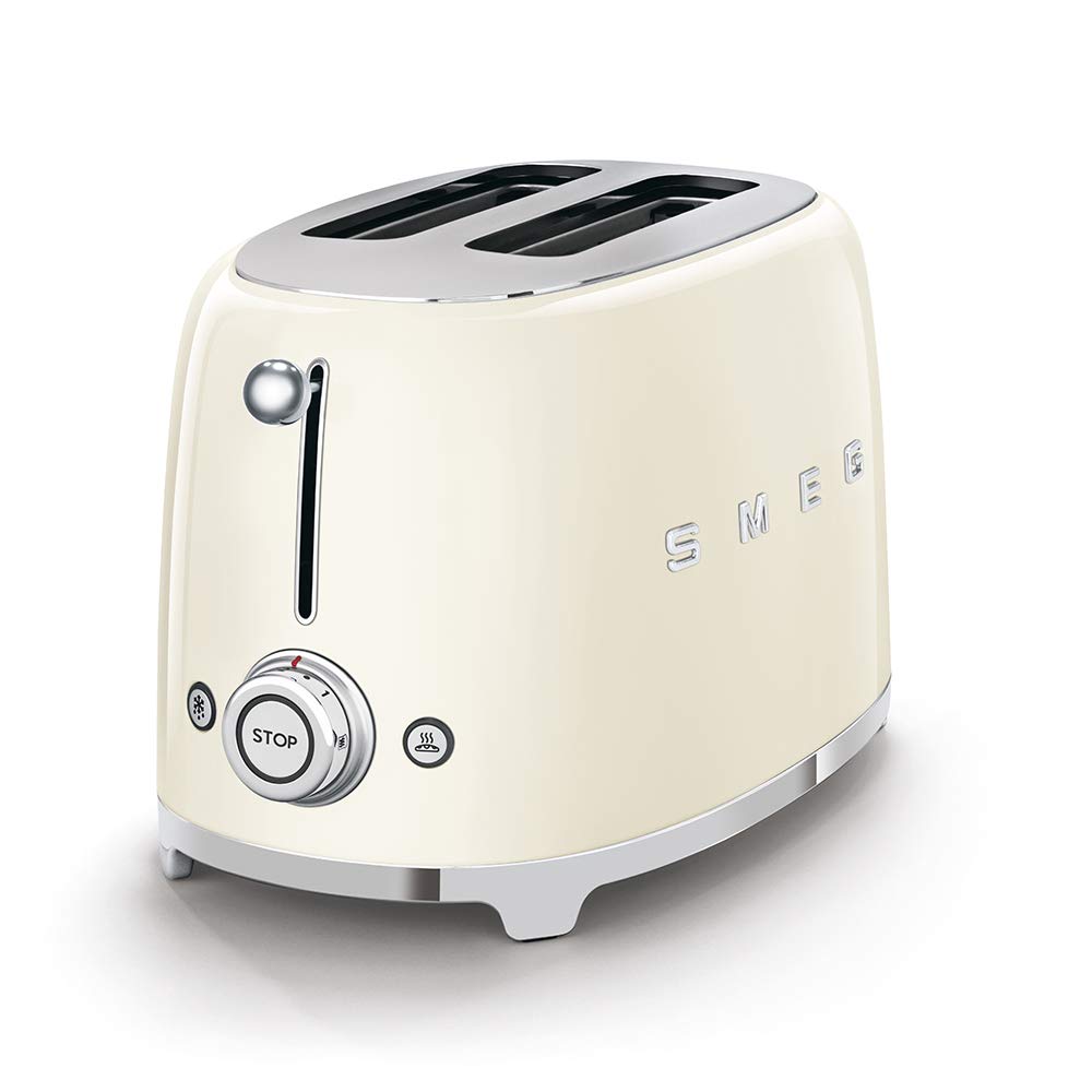 SMEG 2 Slice Toaster with 6 Presets and Defrost Function and Removable Crumb Tray TSF01RDUS, RED