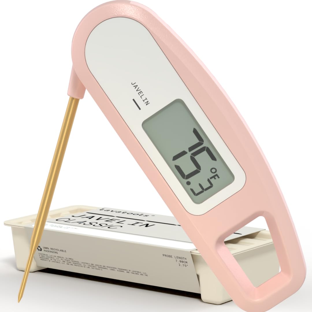 Lavatools Javelin® Ultra-Fast 3-Second Digital Instant Read Meat Thermometer for Grill and Cooking, 2.75" Probe, Compact Foldable Design, Large Display, IP65 Water Resistant, NSF Certified – Butter