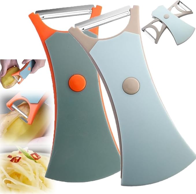 2 In 1 Fruit Peeler,Peeling and shredding Vegetables Potato Vegetable Peeler Carbon Steel Blade,Multi Function Stainless Steel Vegetable Peeler with Straight and Serrated Blades (2PCS-A)