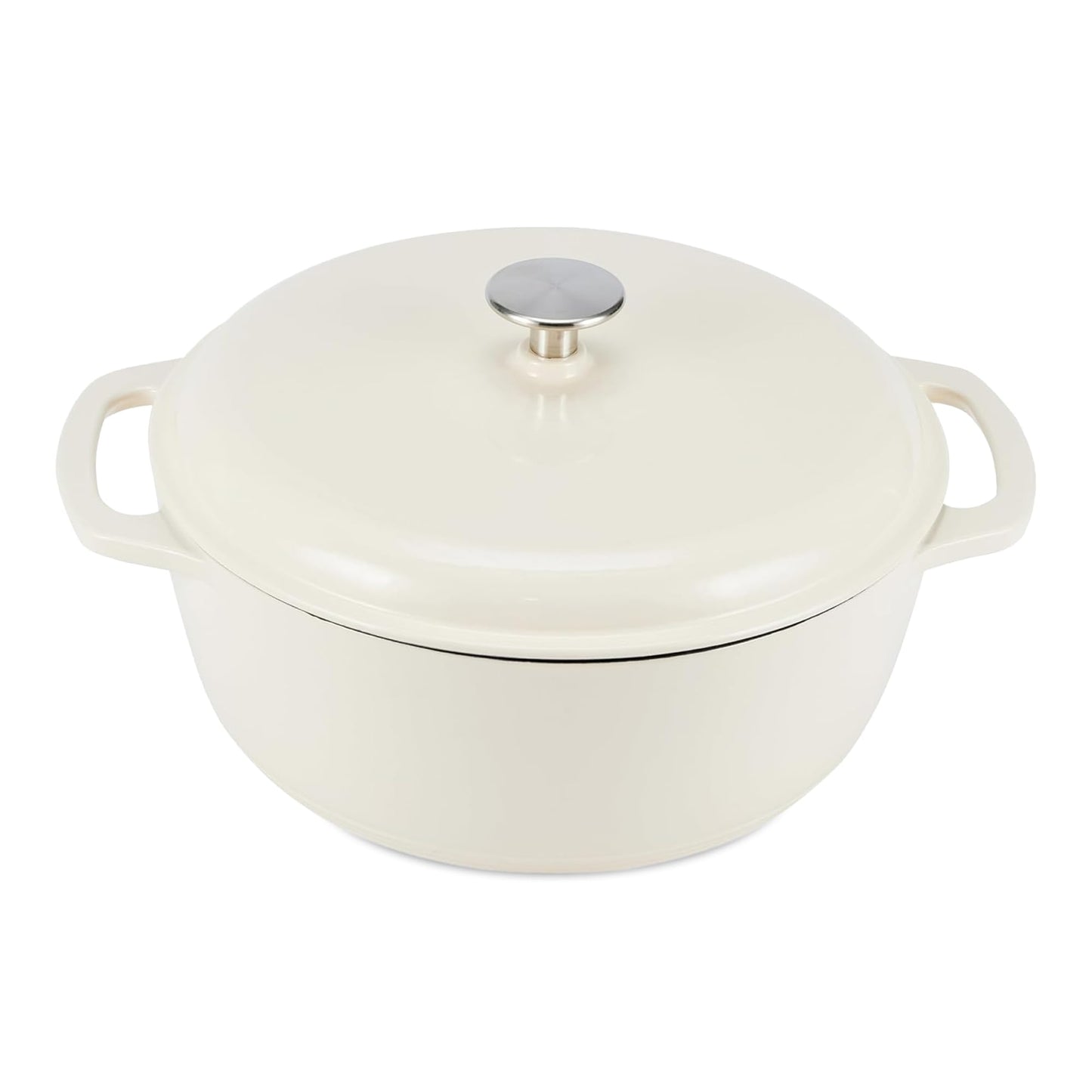 Enameled Cast Iron Dutch Oven Pot with Lid, Round, Dual Handles, Heavy-Duty, Oven Safe for Stews, Roasting, Baking, 6-Quart, Red