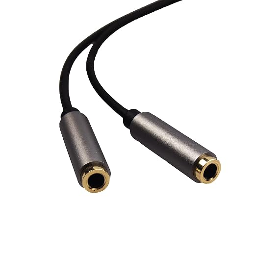 REXUS Grey 2-Pack 3.5mm Y Splitter Stereo Audio Cable 4-Pole Male to 2 Female