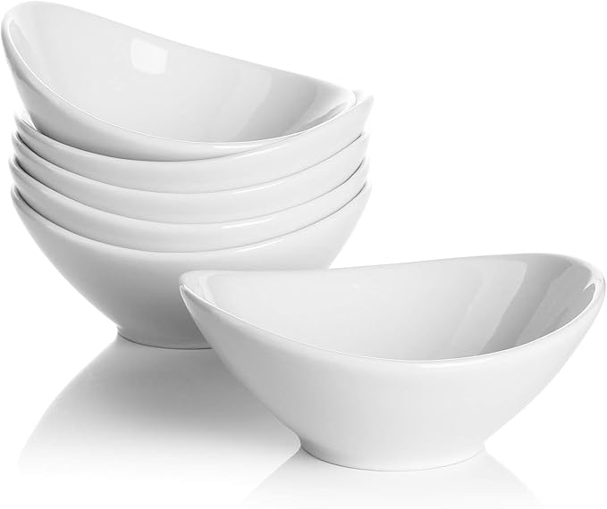 Teocera 6 Inch Ceramic Breakfast Bowls Set of 6, 10 Ounce Small Yogurt Bowls for Salad, Soup, Dessert, Microwave & Dishwasher Safe - White
