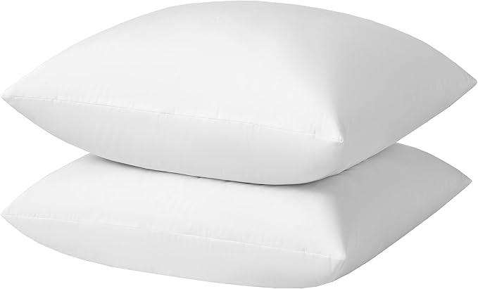 basic home Hotel-Style Goose Feather Down Euro Pillow Insert for Sofa & Bed - 100% Odorless & Plump Cushion Filler - 233TC Cotton with Inner Liner to Prevent Poking (30x30 Inch)