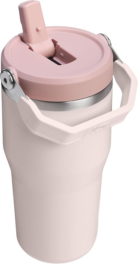 STANLEY IceFlow 2.0 Flip Straw Tumbler with Handle 20 oz | Twist On Lid and Flip Up Straw | Leak Resistant Water Bottle | Insulated Stainless Steel | BPA-Free | Rose Quartz