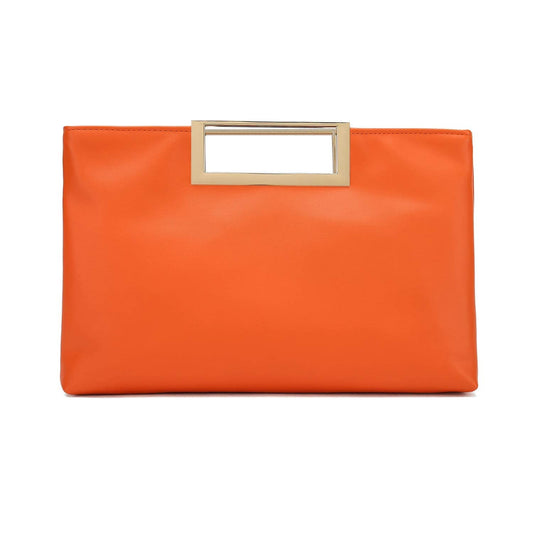 CHARMING TAILOR Fashion PU Leather Handbag Stylish Women Convertible Clutch Purse (Burnt Orange)