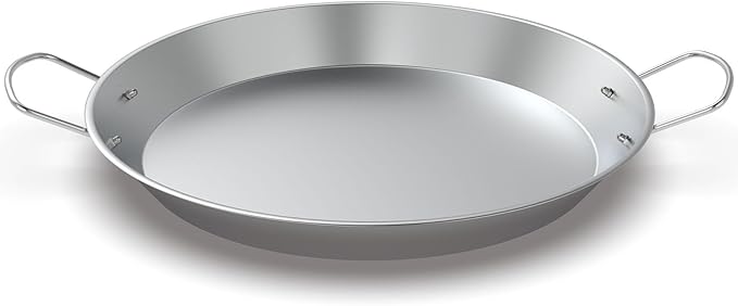 Ceramic Non-Stick Paella Pan with Handles, 18.5in Round Grill Griddle for TIKI Solo Stove Cuisinart Fire Pit Kamado Charcoal Grill Weber Kettle and More, Oven and Induction Safe PTFE Free PFOA Free
