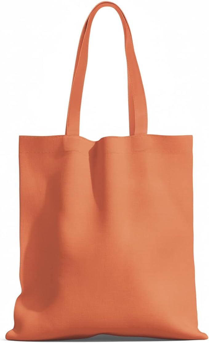MOLOVA 1 Pack Available Premium Canvas Reusable Tote Gift Bags,Made of Natural Canvas with Handle,Work,DIY,Shopping(Orange)